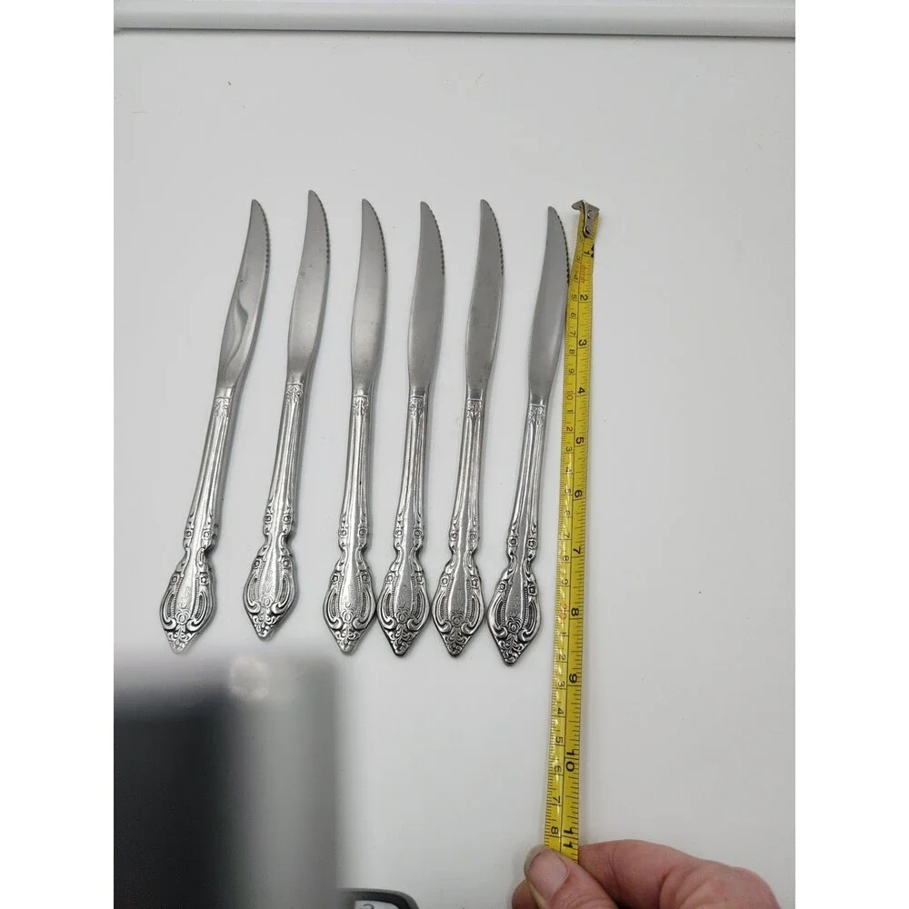 Oneida Brahms Set Of 6 Serrated Steak Knives Community Stainless Flatware Knife
